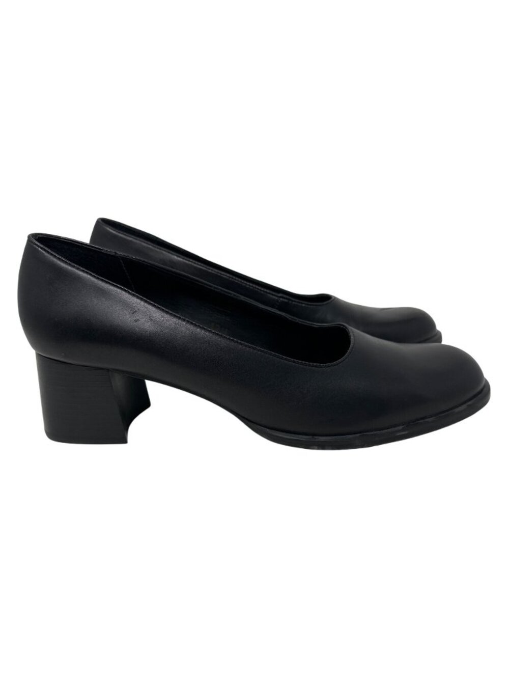 Eddie Bauer Black Leather Round-Toe Block Heel Pumps For Women Size 12M